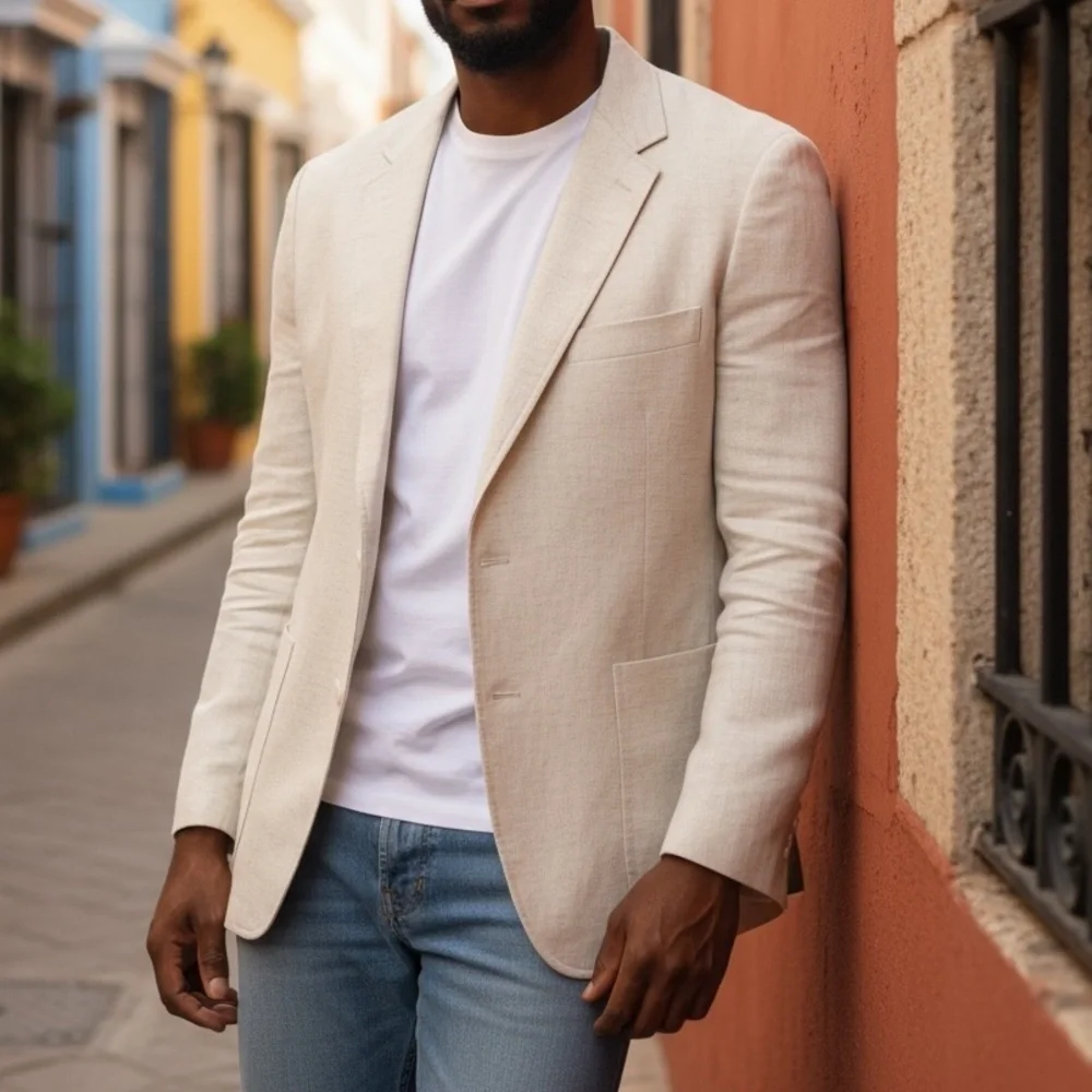 George Barry Men’s Vintage Single Breasted Linen Blazer